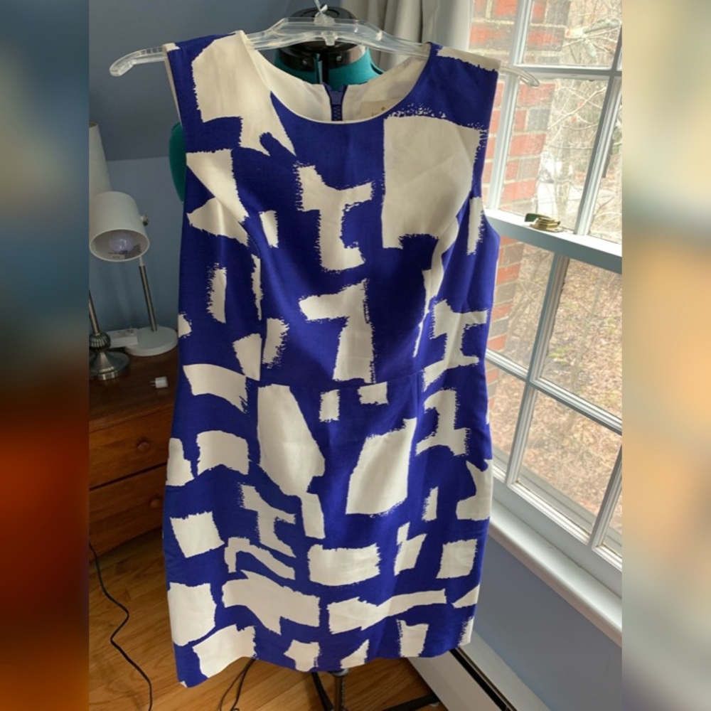 Modern Kate Spade Blue and White Sheath Dress